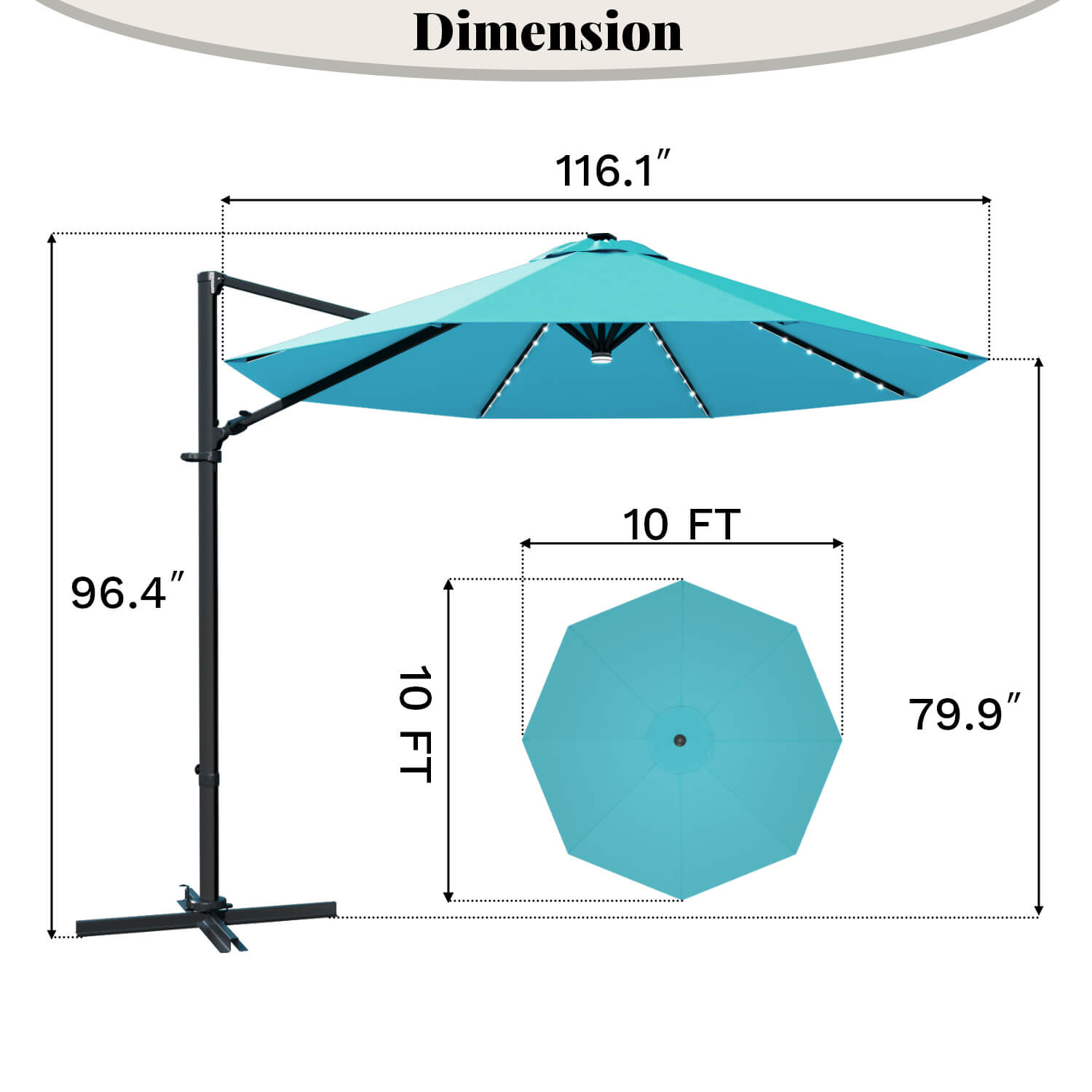 Patiowell 10 ft cantilever umbrella with light blue