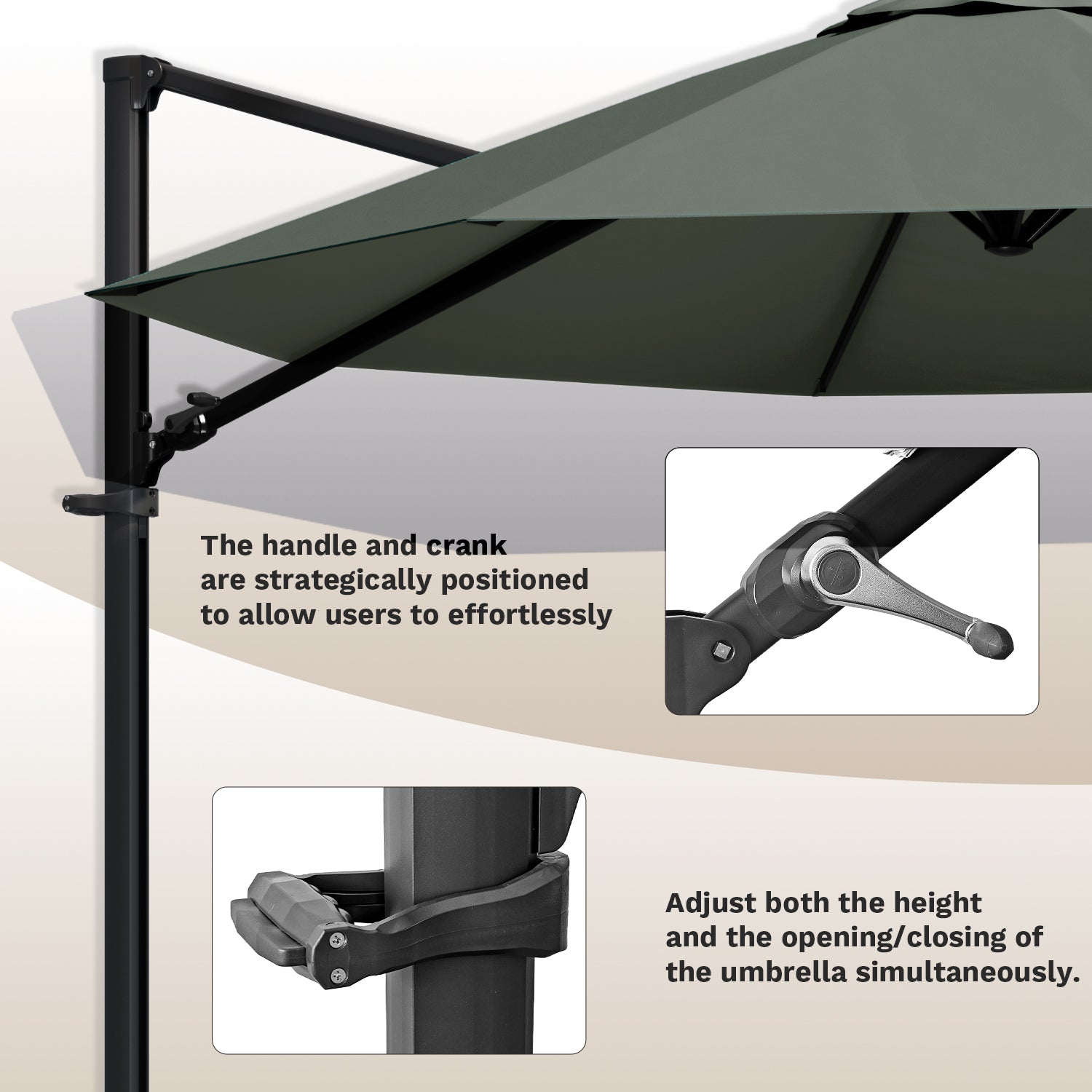 Patiowell 10 ft cantilever umbrella without base light gray