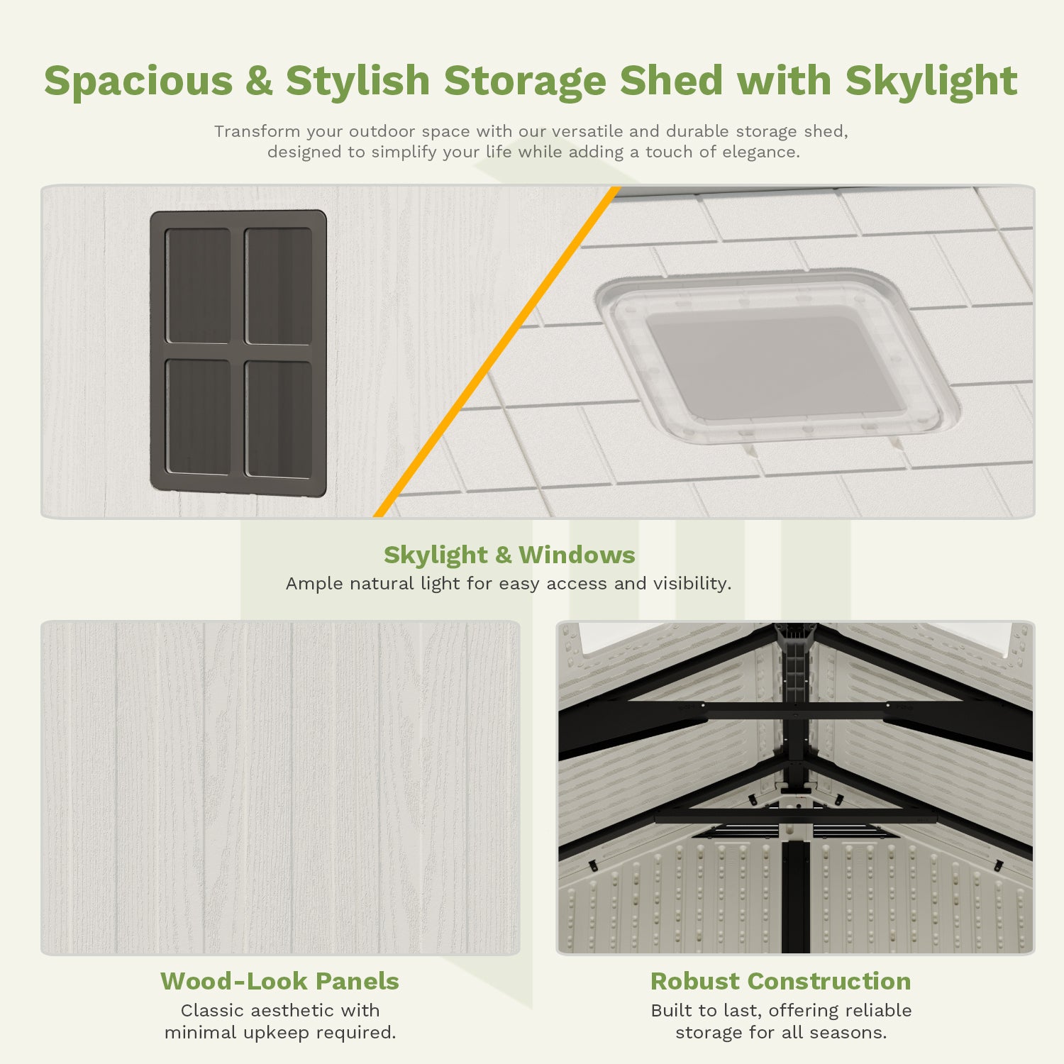 Patiowell 10x10ft Resin Storage Shed-5
Size:10x10,10x12,10x8,10x14