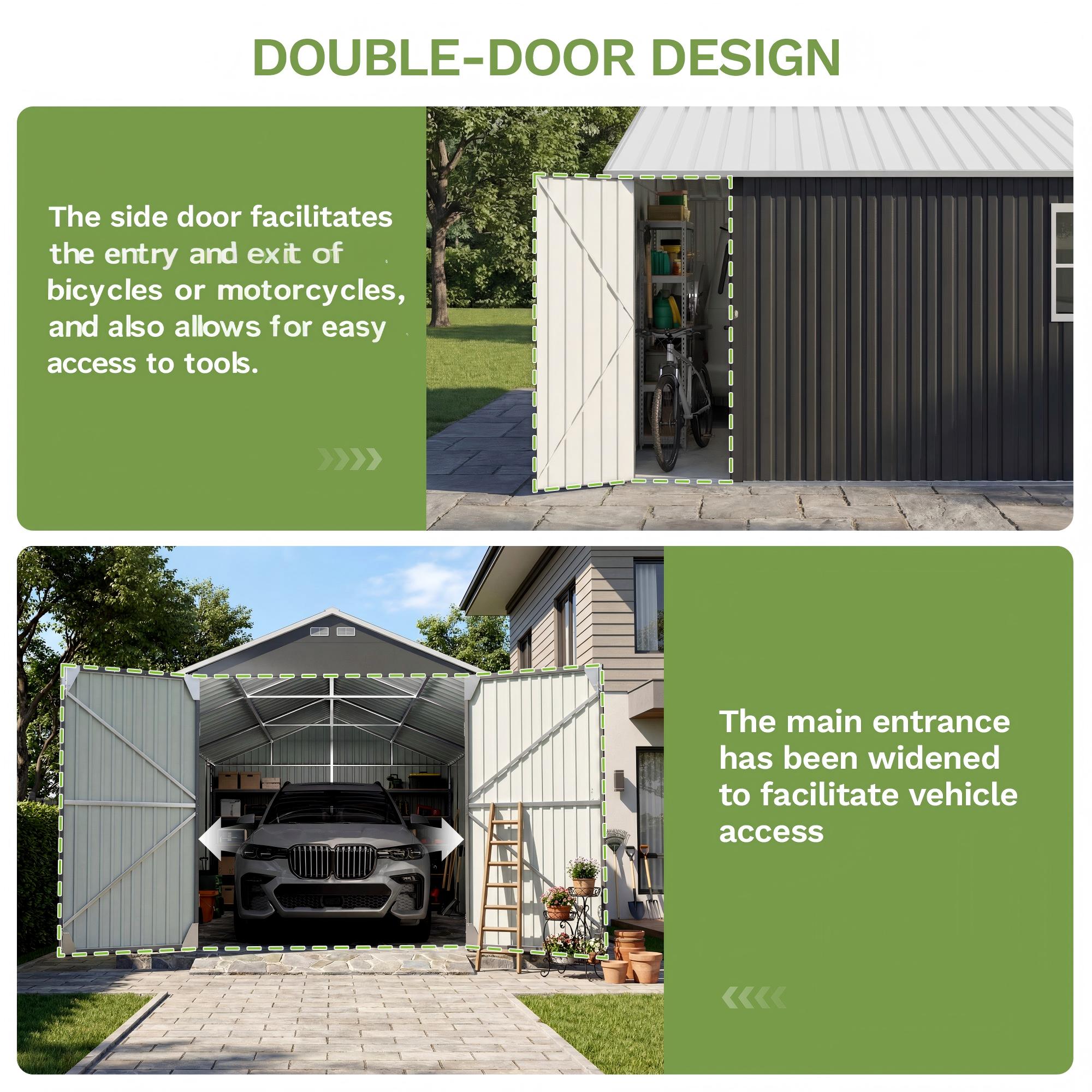 Patiowell 12x20 metal shed with double doors black & white