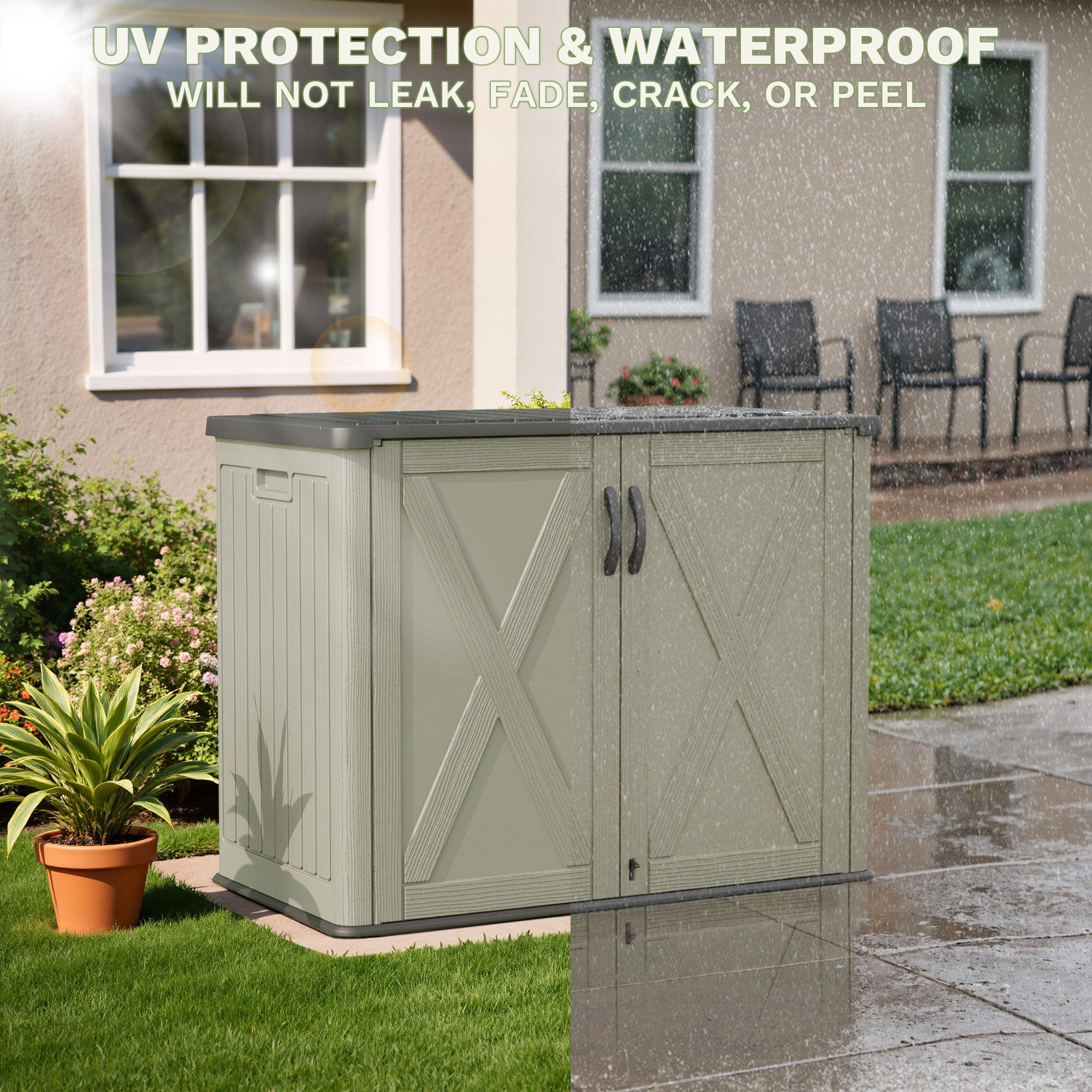 Patiowell 25 cu ft plastic cabinet beige