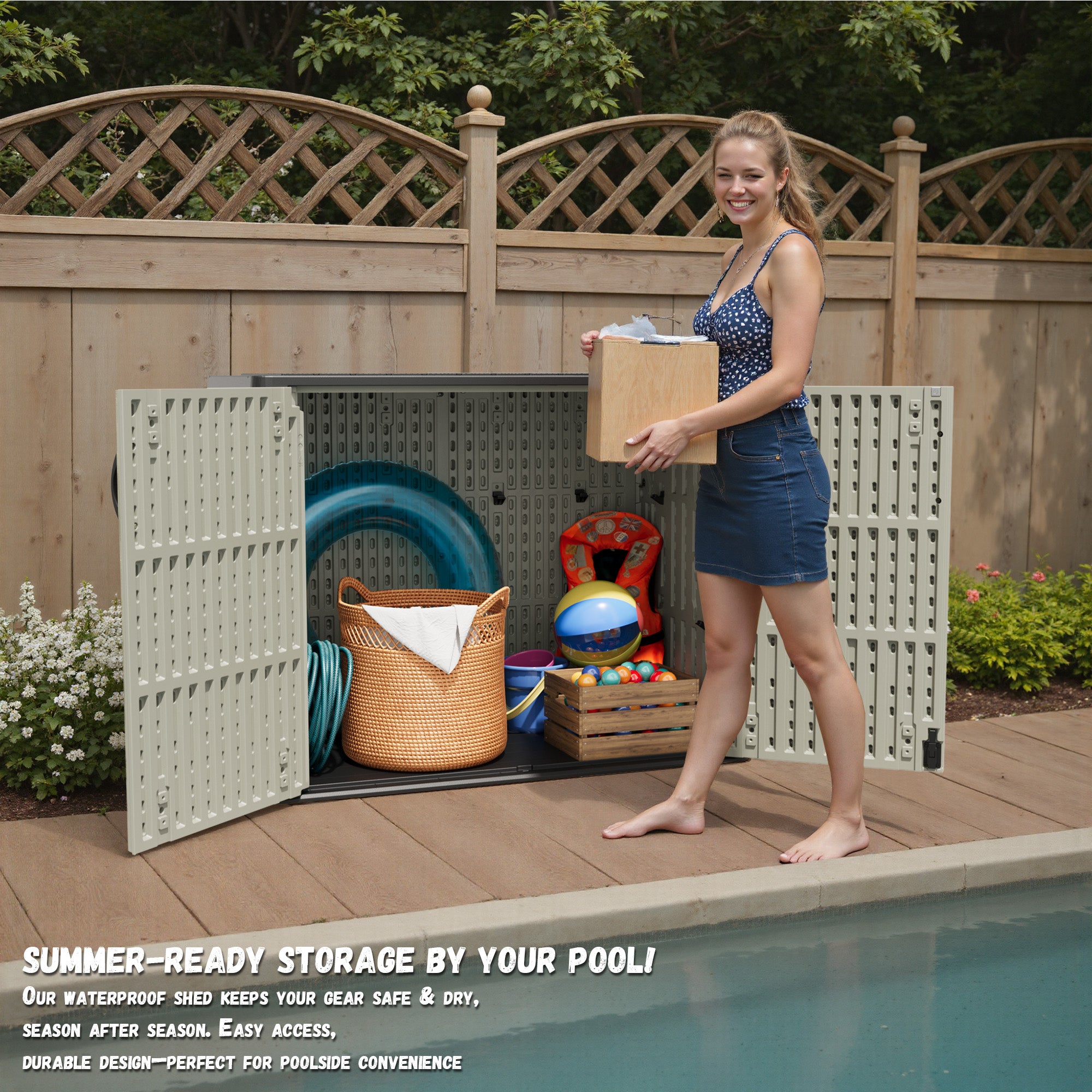 Patiowell 25 cu ft plastic cabinet beige