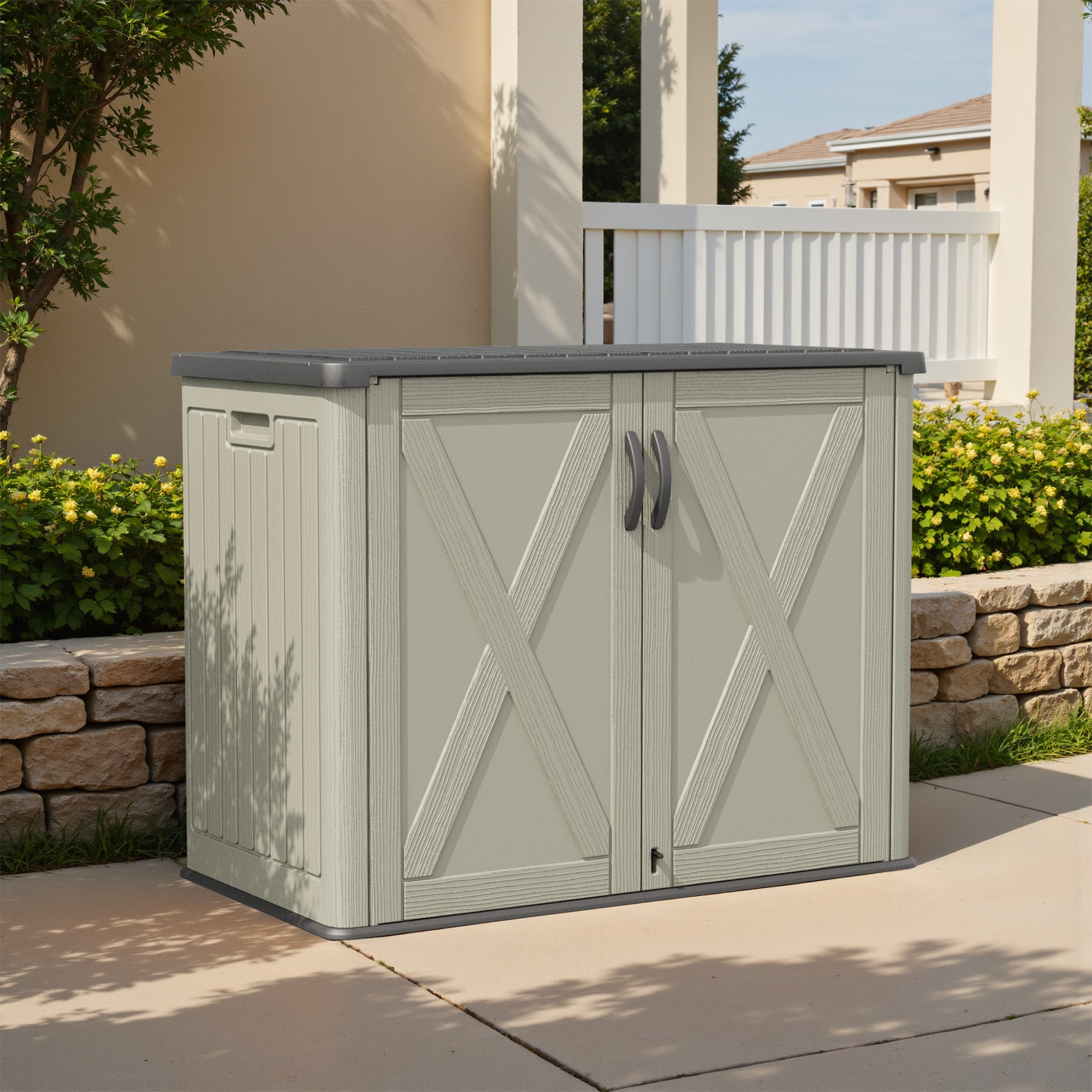 Patiowell 25 cu ft plastic cabinet beige