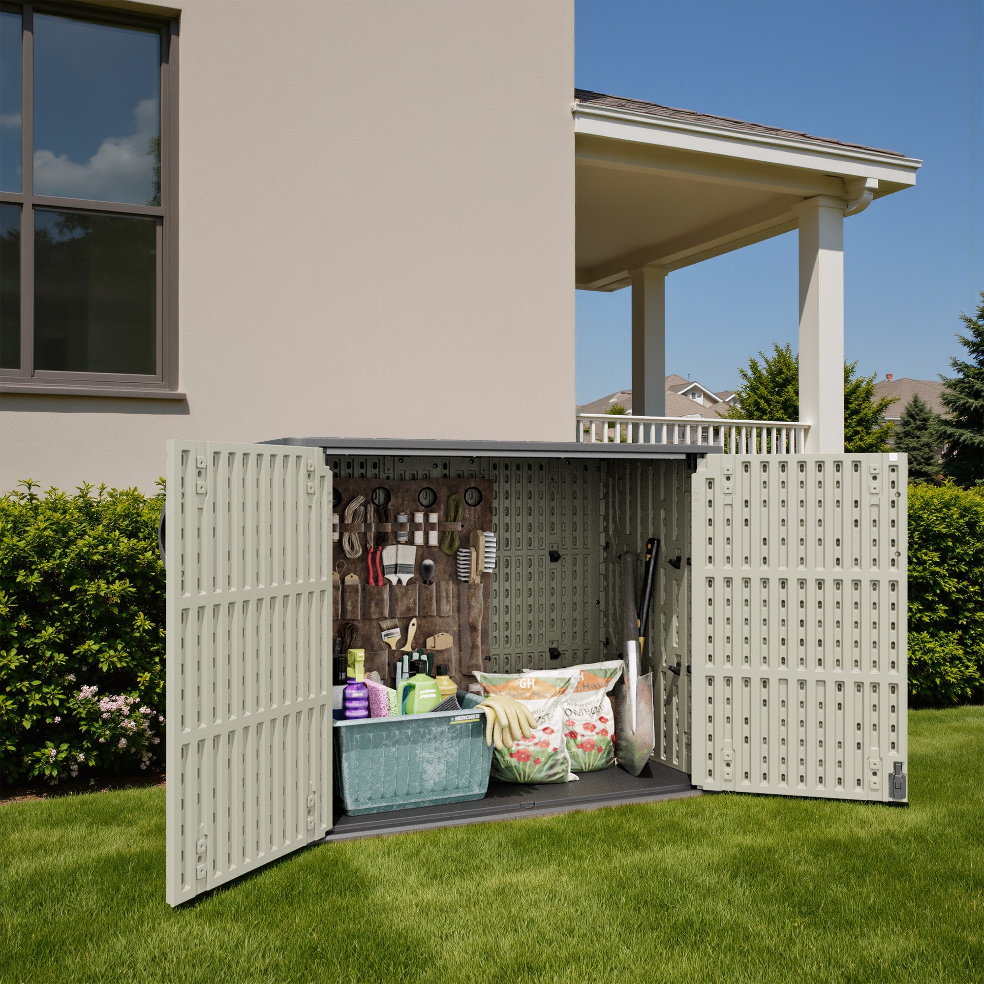 Patiowell 25 cu ft plastic cabinet beige