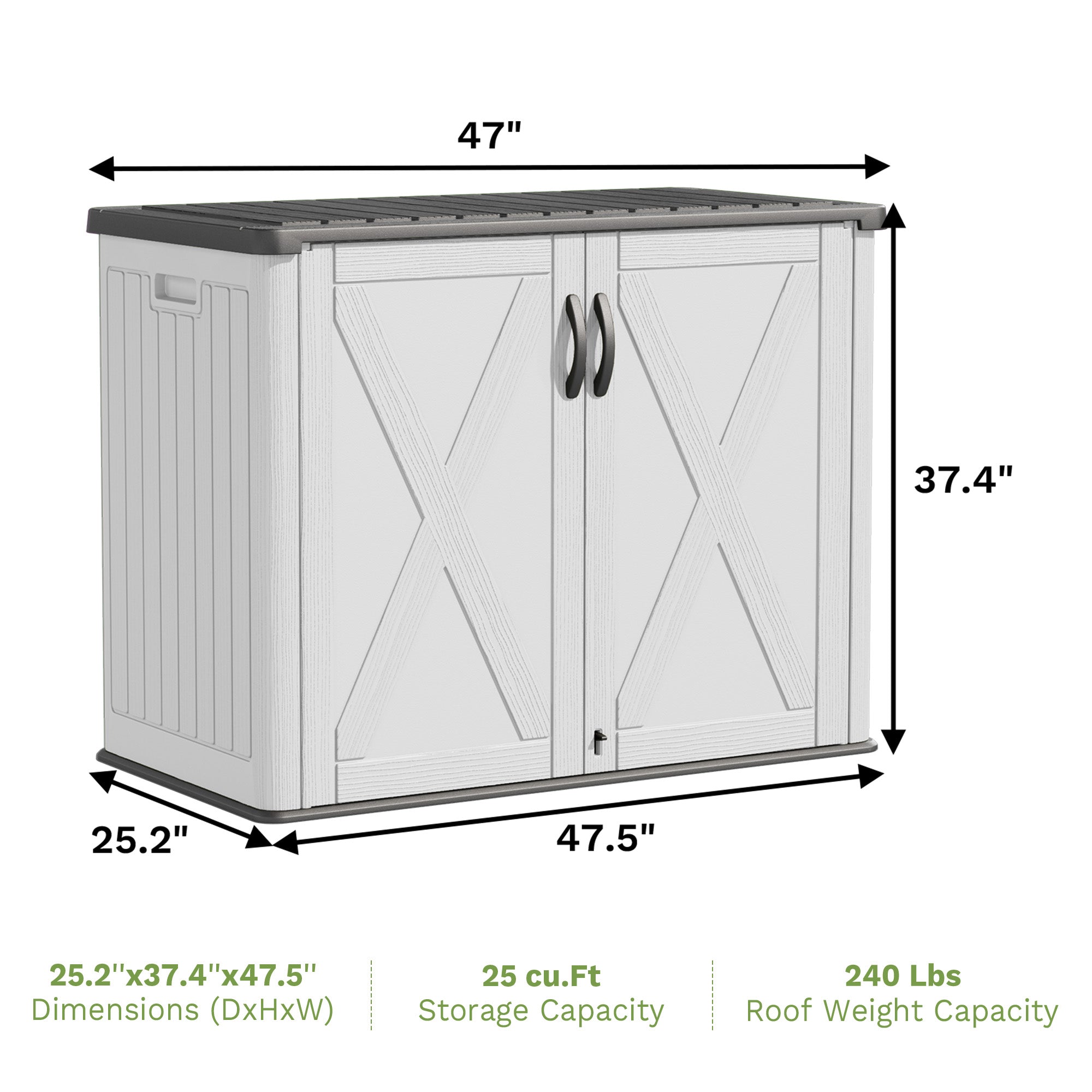 Patiowell 25 cu ft plastic cabinet white