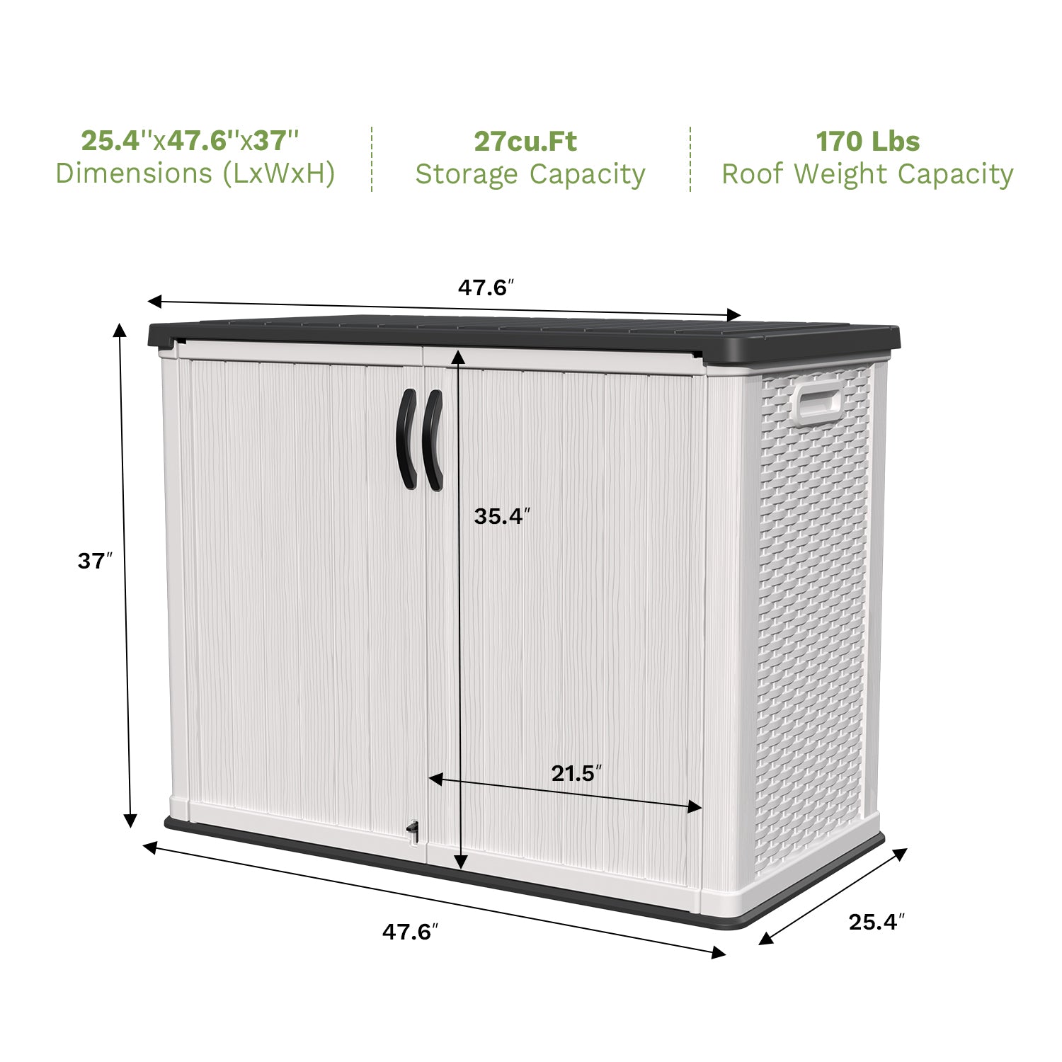 Patiowell 26 cu ft plastic cabinet white