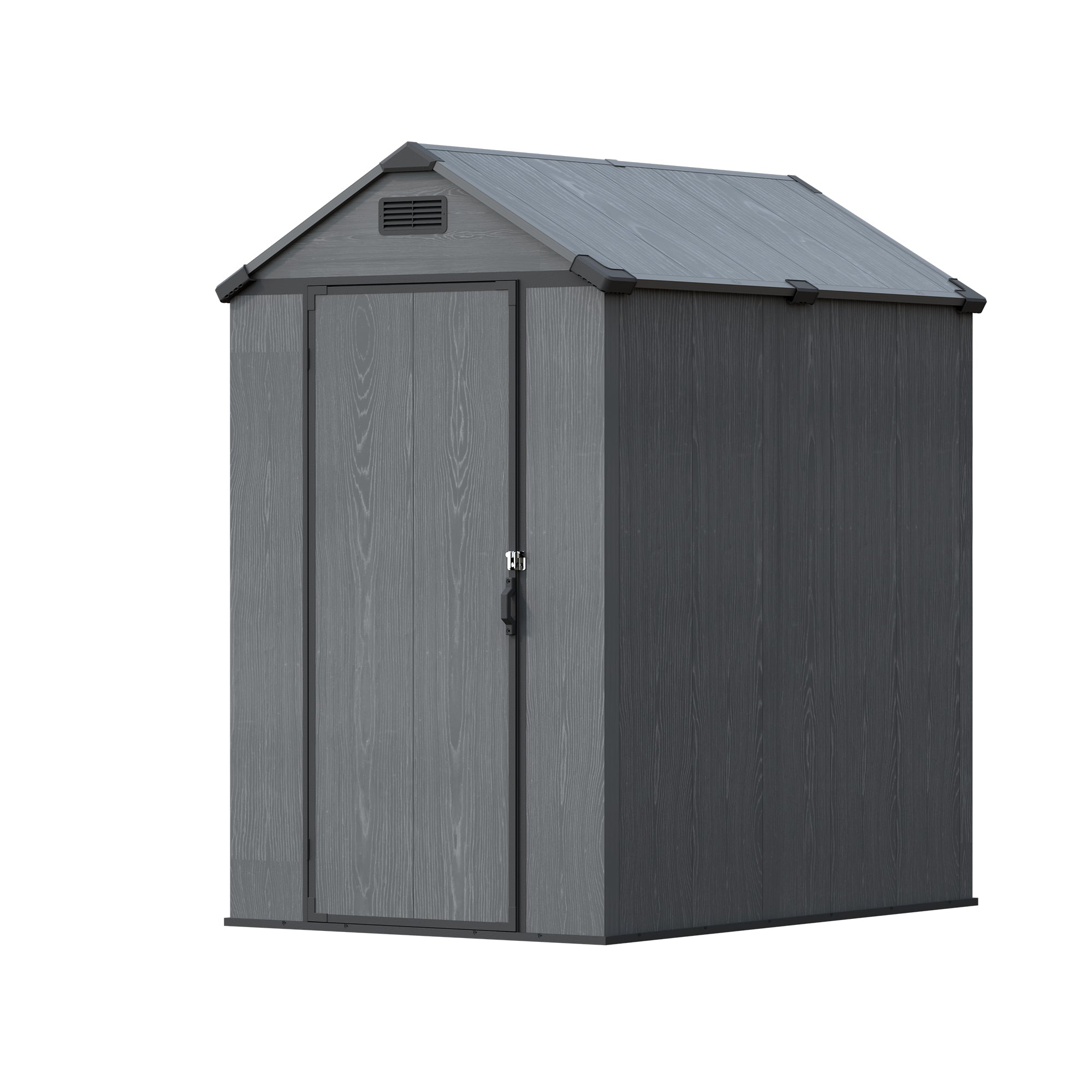 Patiowell 4x6 plastic shed with floor dark gray