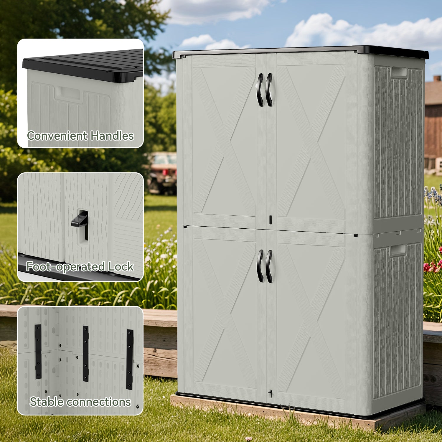 Patiowell 50 cu ft plastic cabinet beige