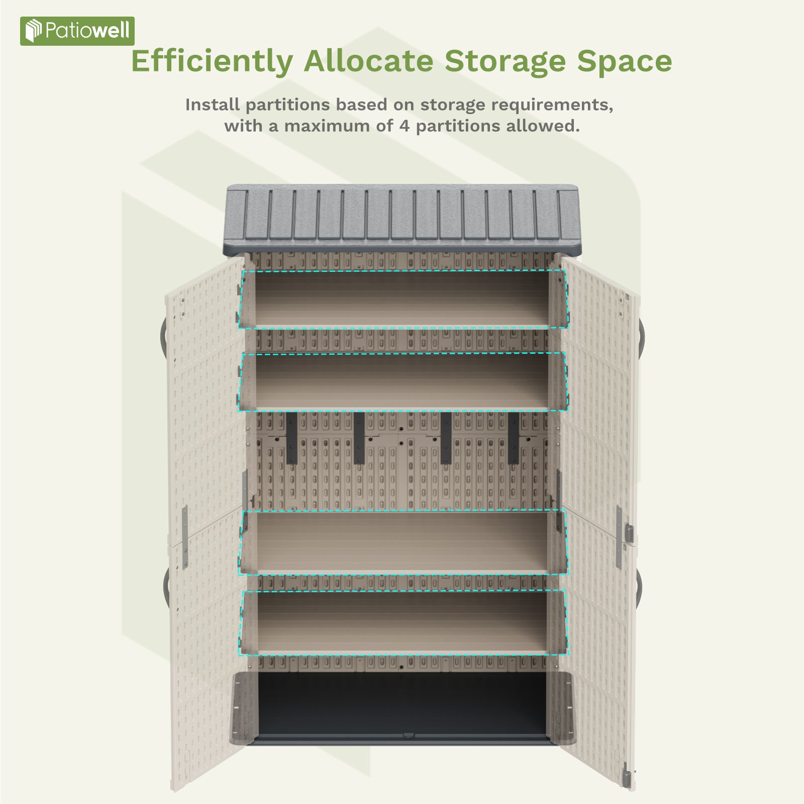Patiowell 50 cu ft plastic cabinet beige