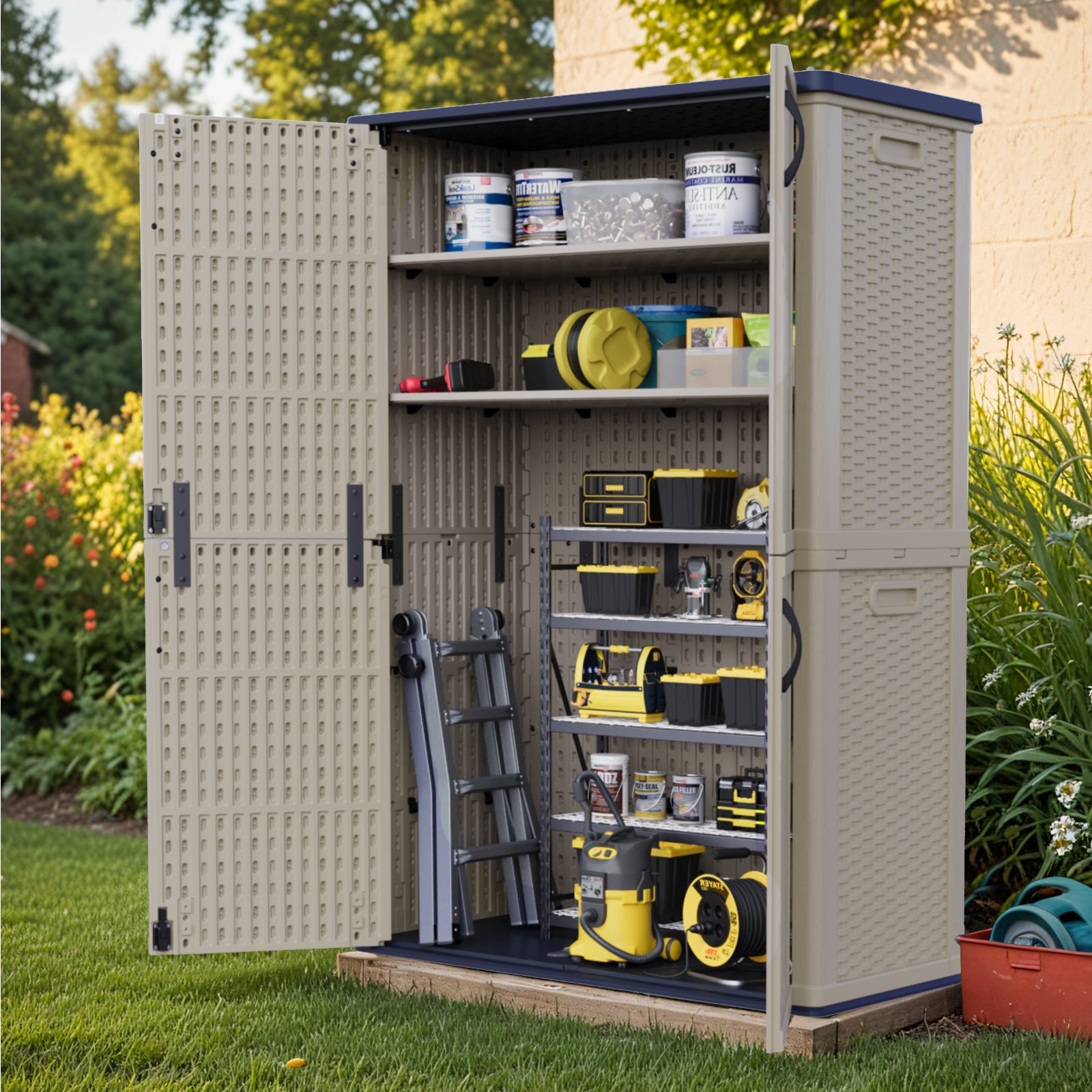 Patiowell 50 cu ft plastic cabinet beige