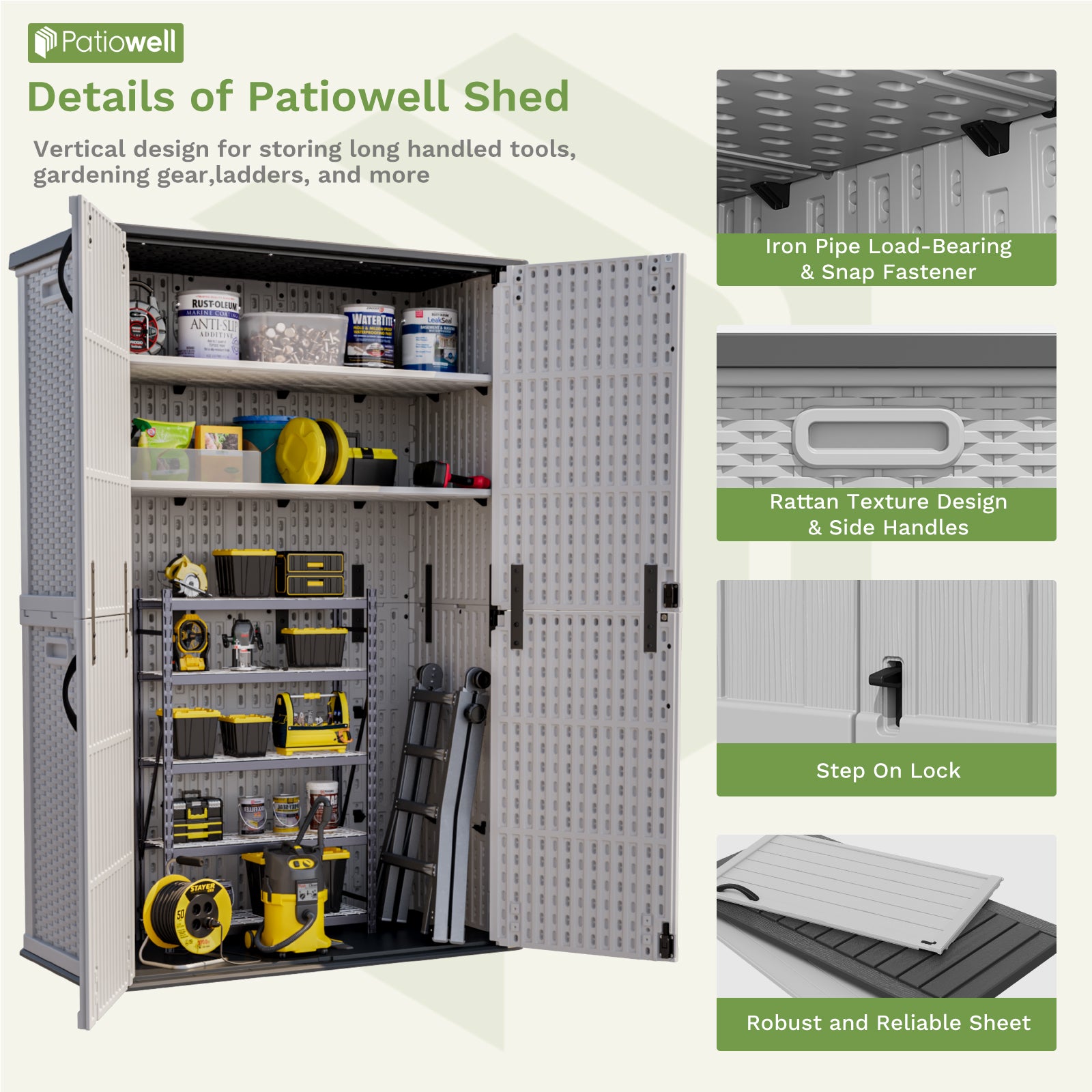Patiowell 50 cu ft plastic cabinet white