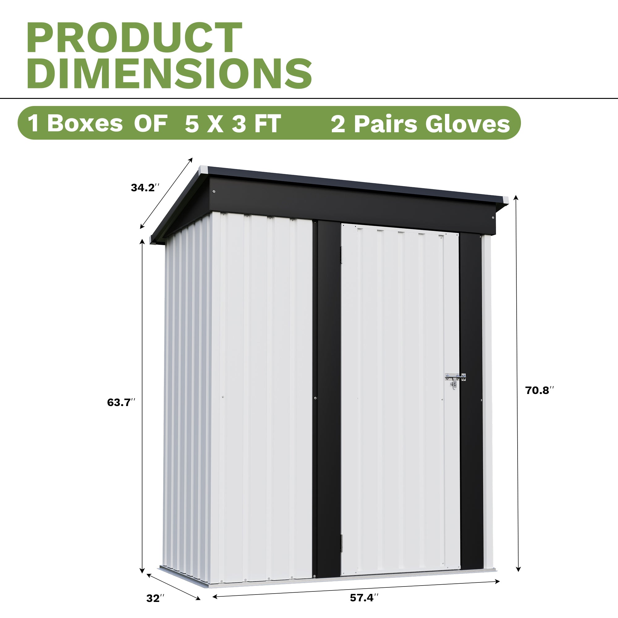 5x3 Storage Metal Shed with Sloped Roof (3x5 Shed)