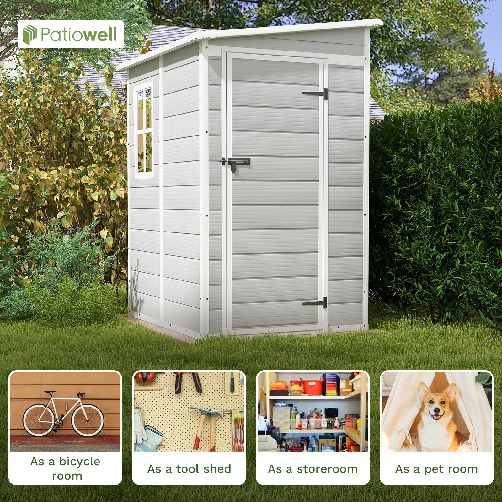 Patiowell 5x4 lean to plastic shed gray