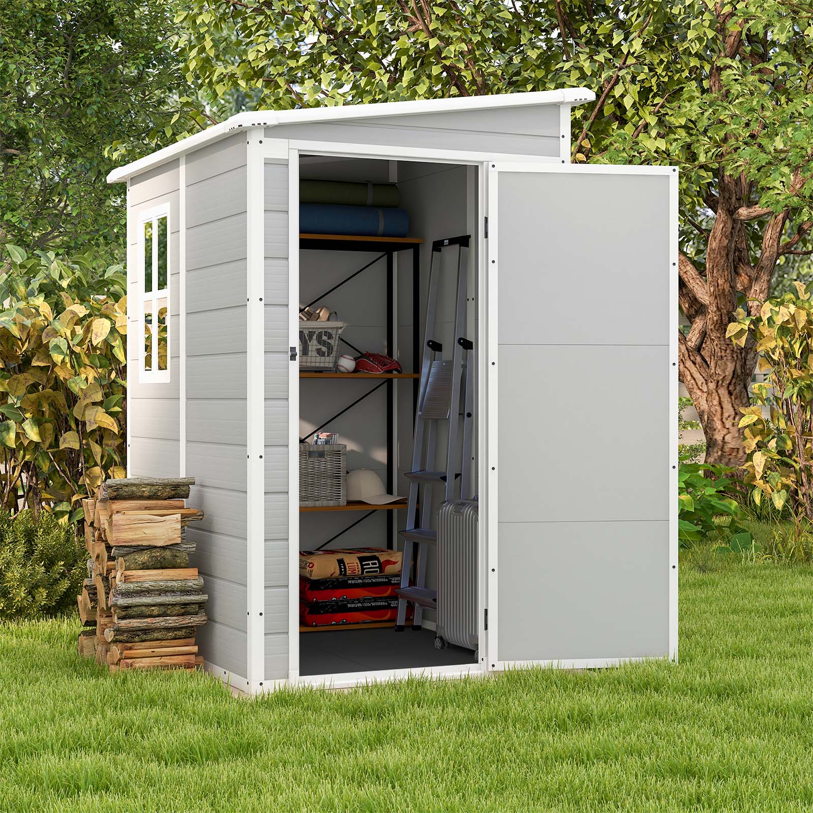 Patiowell 5x4 lean to plastic shed gray