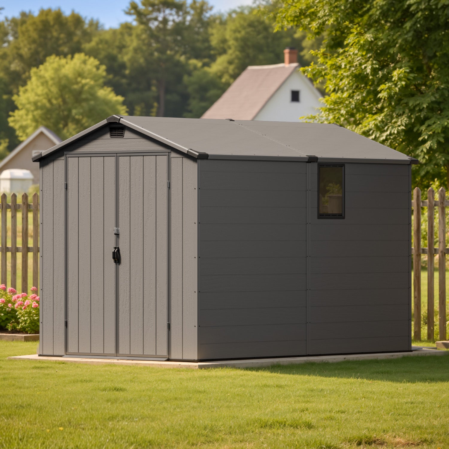 Patiowell 6x10 plastic shed dark gray