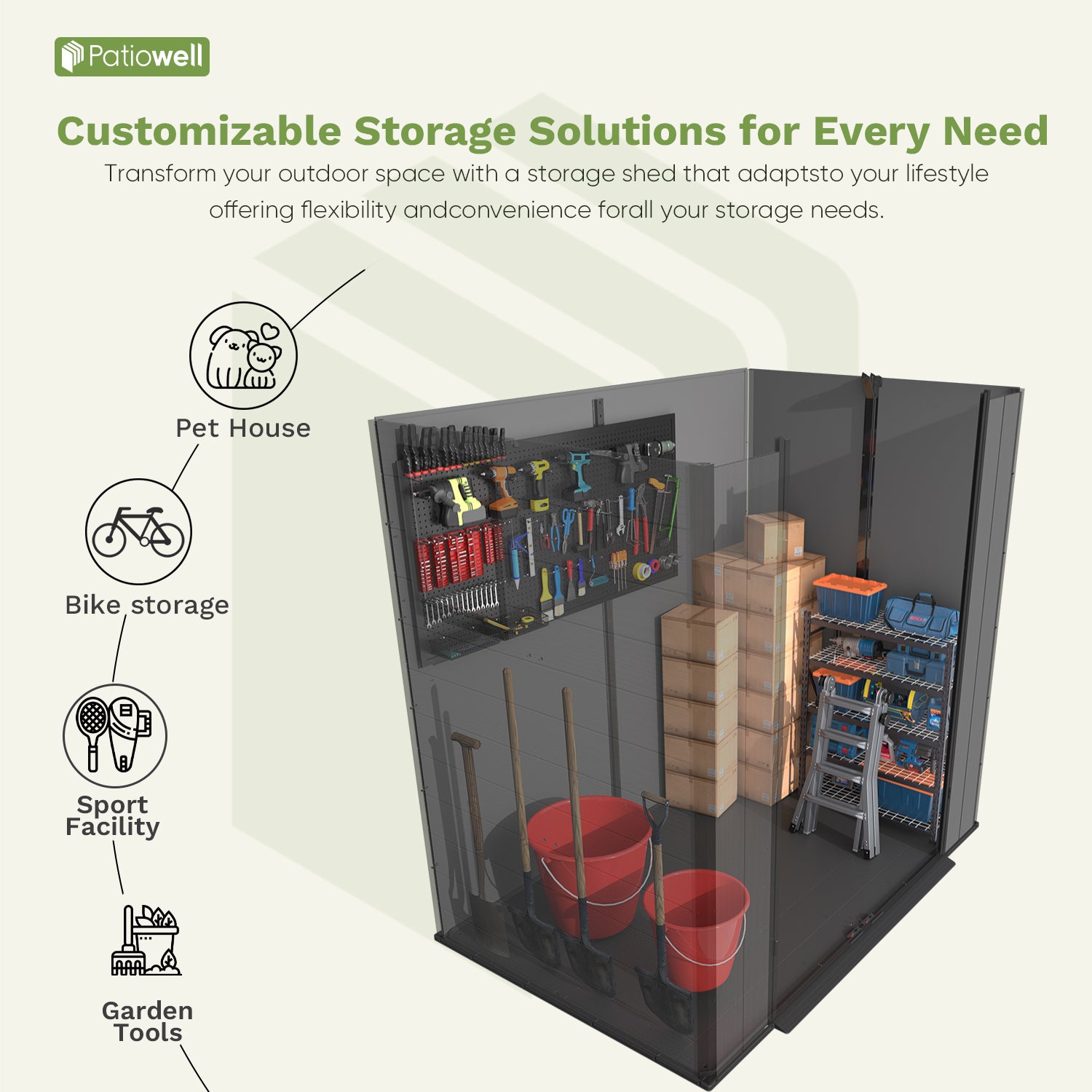 Patiowell 6x4 plastic shed dark gray