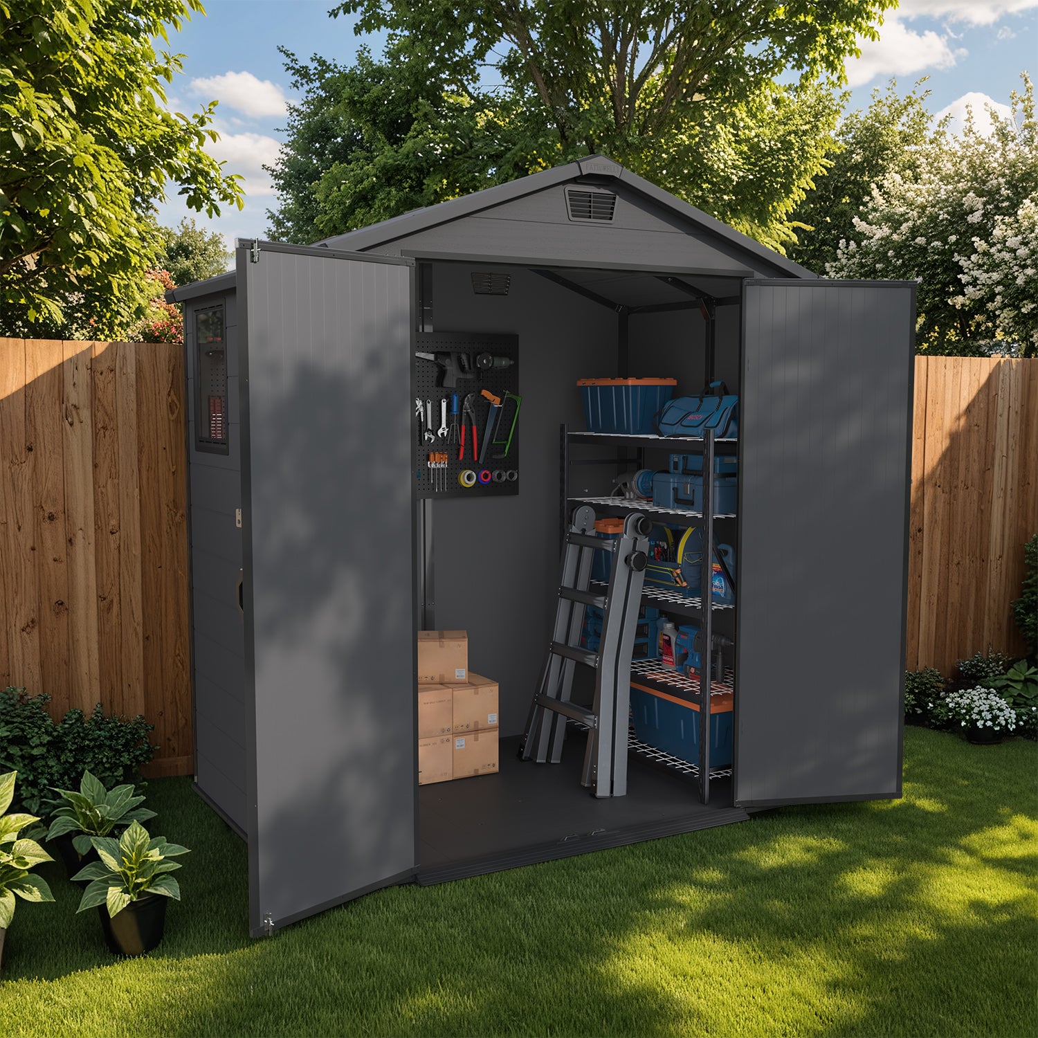 Patiowell 6x4 plastic shed dark gray