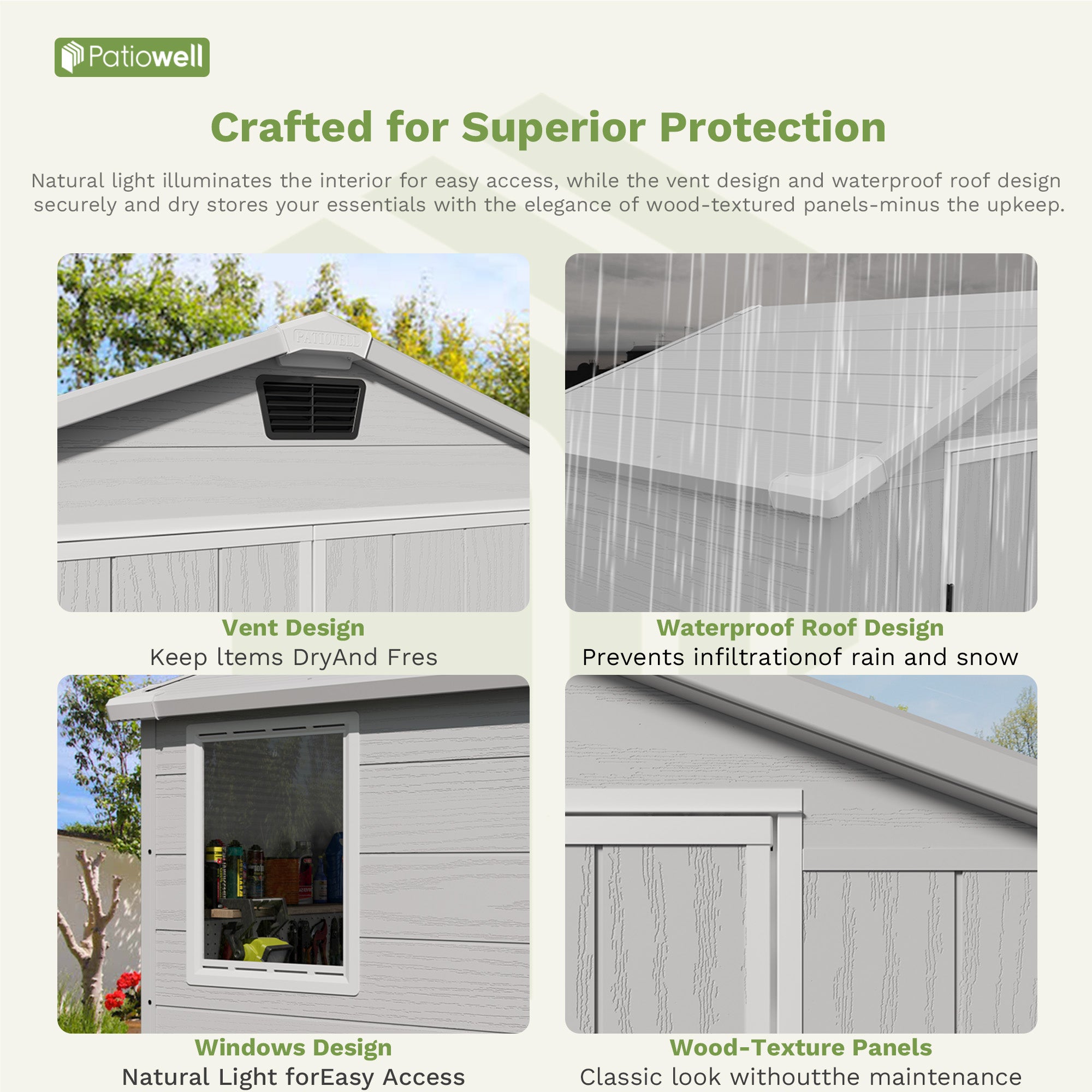 Patiowell 6x4 plastic shed gray