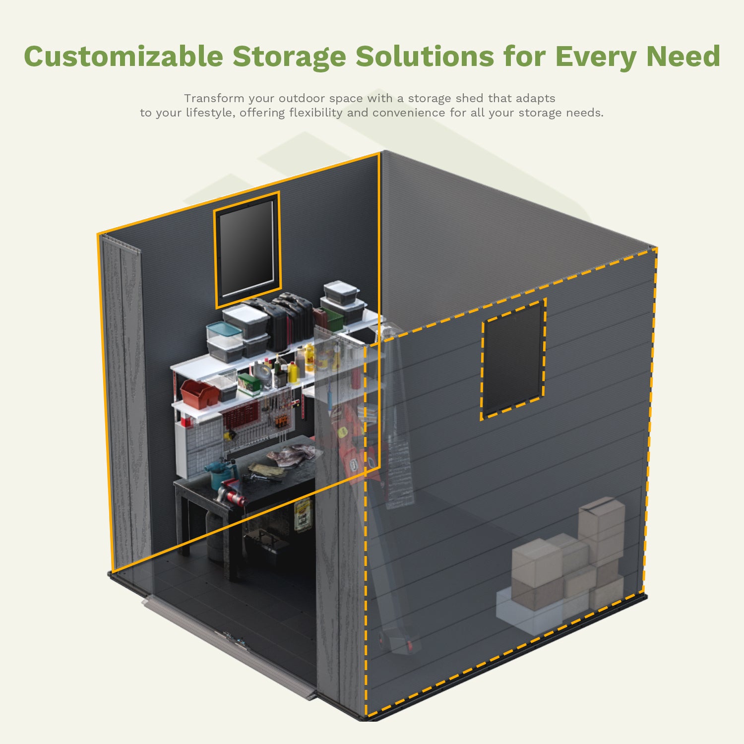 Patiowell 6x6 plastic shed dark gray