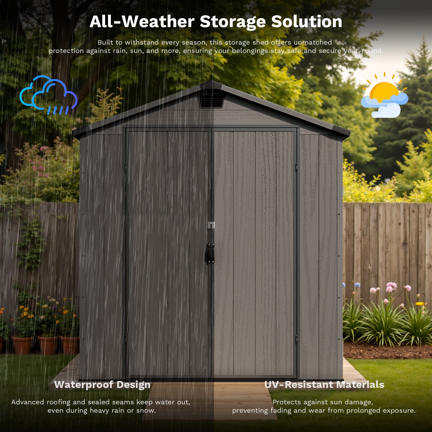 Patiowell 6x6 plastic shed dark gray