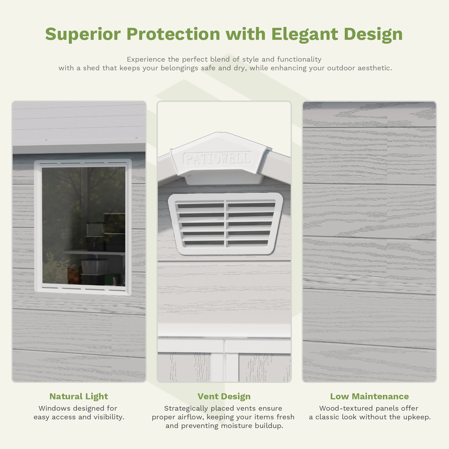 Patiowell 6x6 plastic shed gray