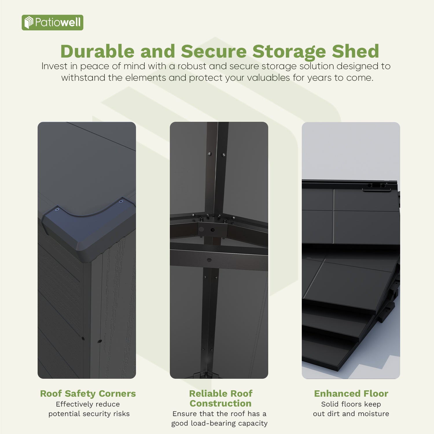 Patiowell 6x8 plastic shed dark gray