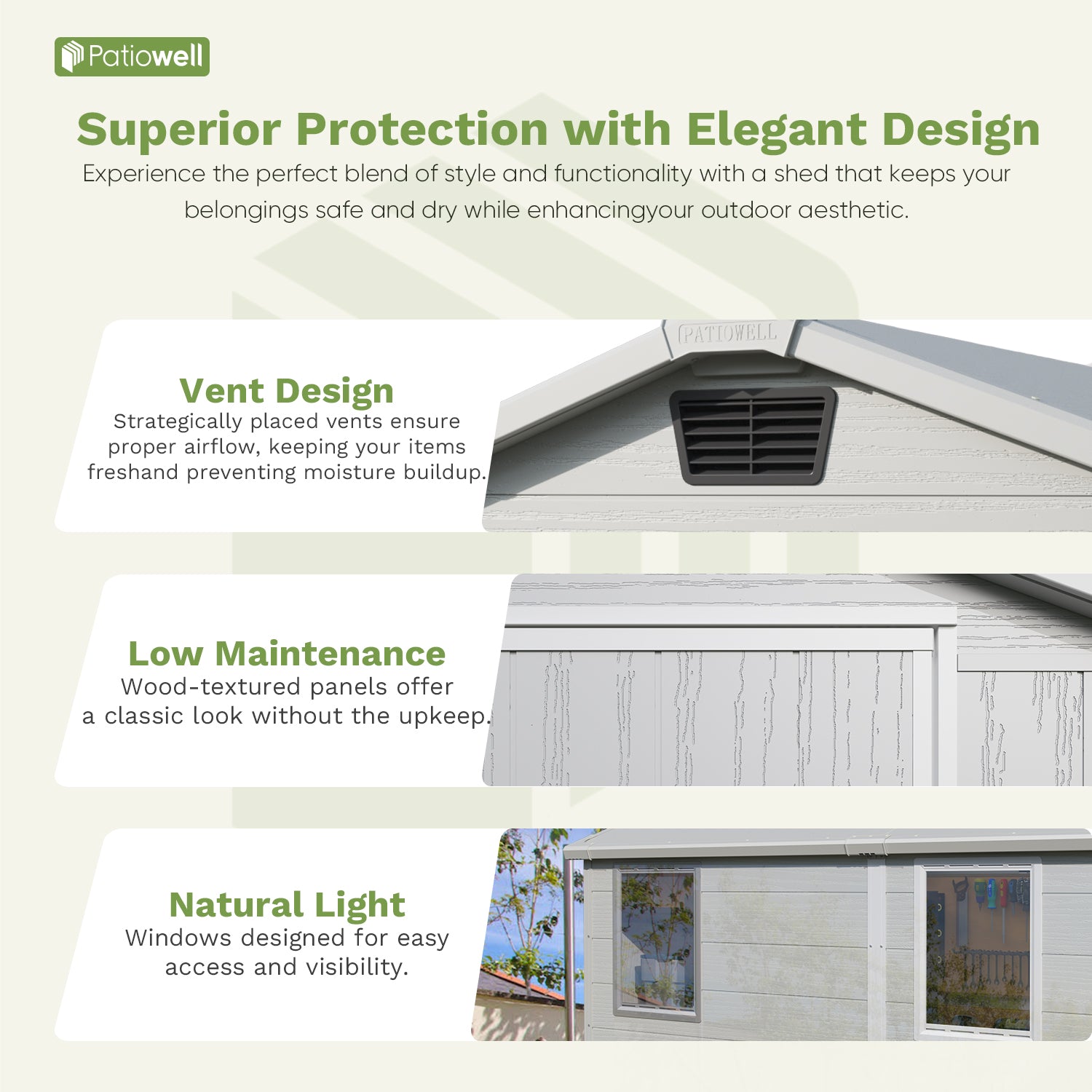 Patiowell 6x8 plastic shed gray