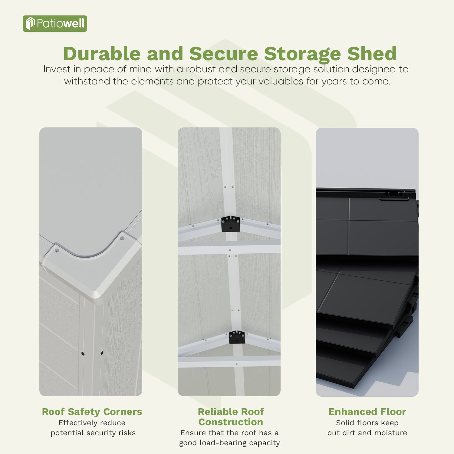 Patiowell 6x8 plastic shed gray