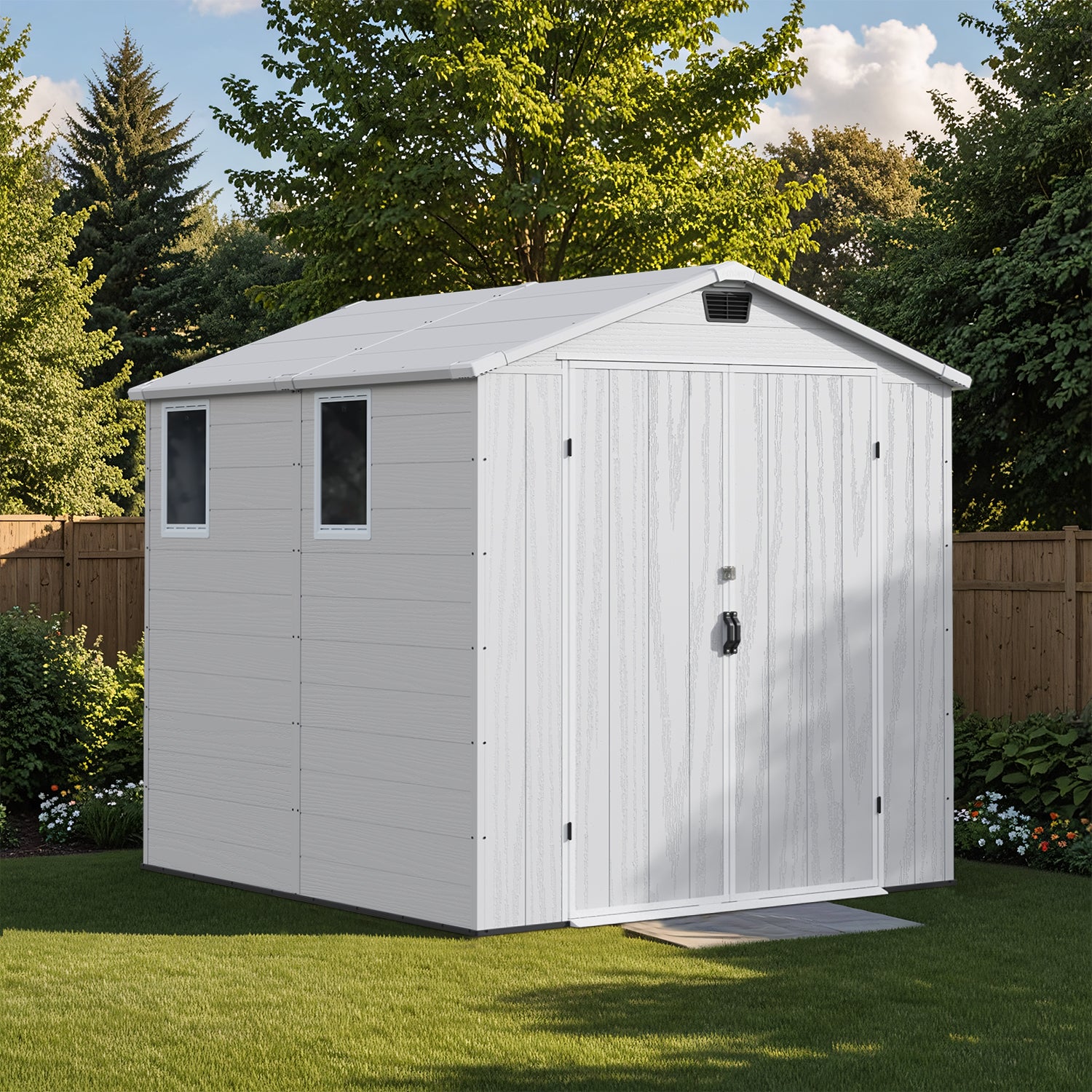 Patiowell 6x8 ft Plastic Storage Shed with Vents, Gray | Patiowell