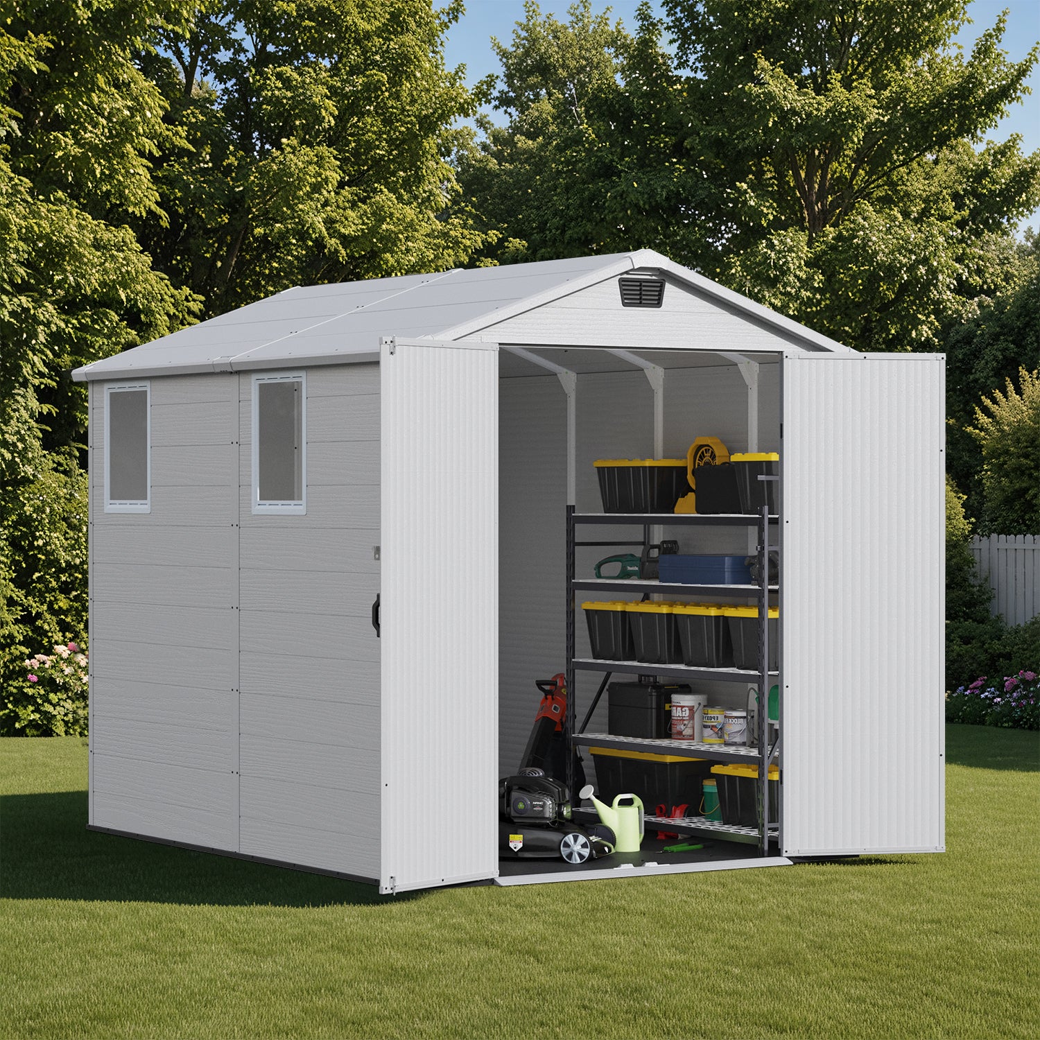 Patiowell 6x8 plastic shed gray