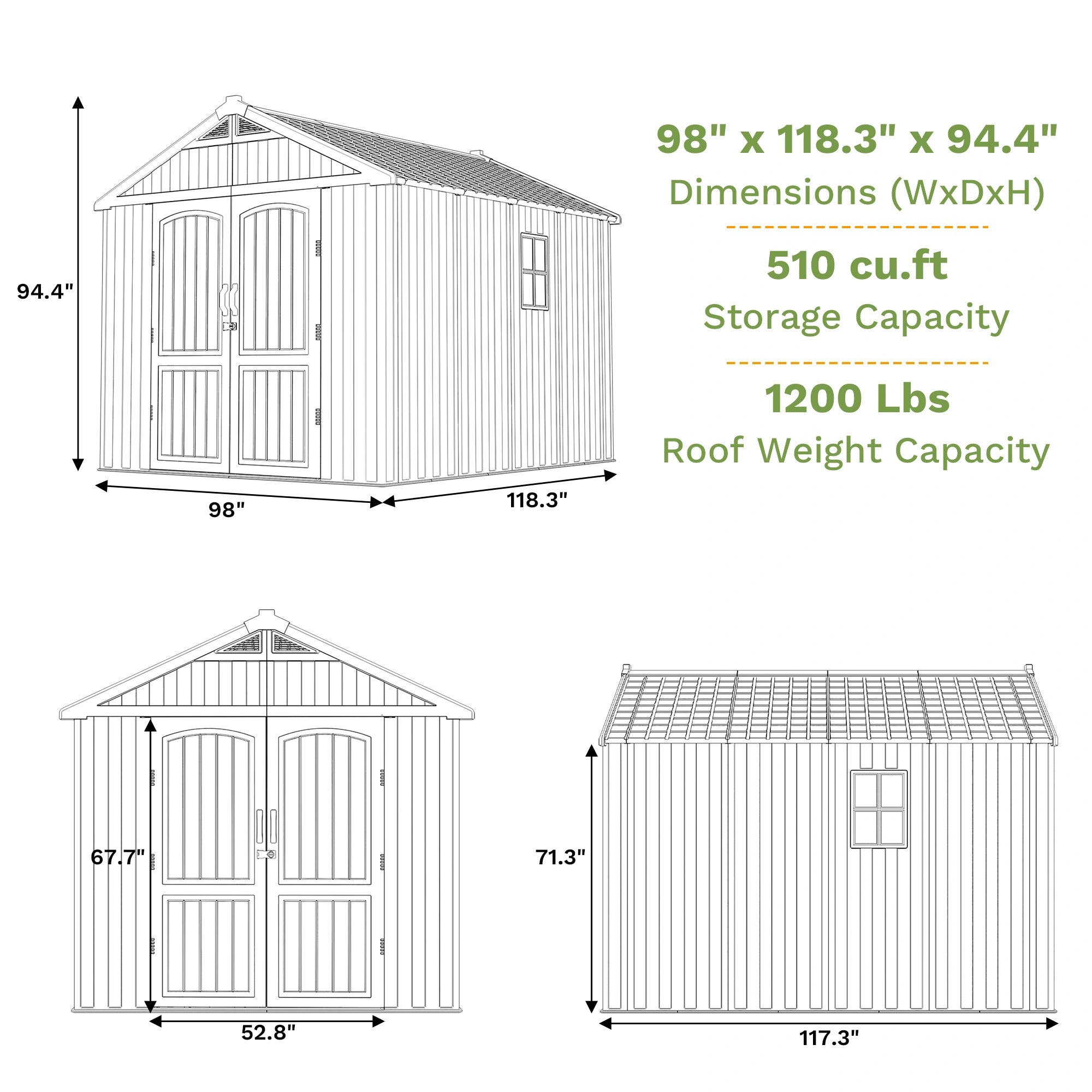 patiowell 8x10 kick-it plastic shed brown&beige