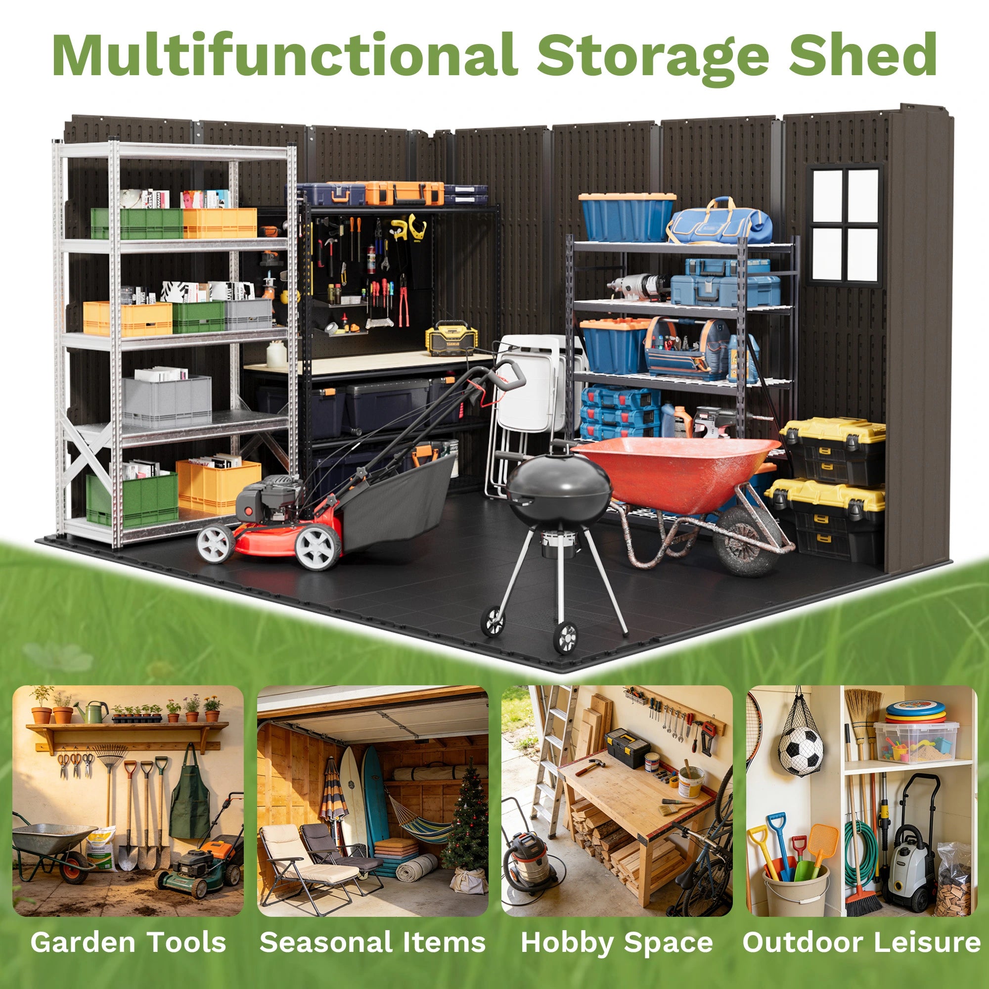 patiowell 8x10 kick-it plastic shed brown&beige