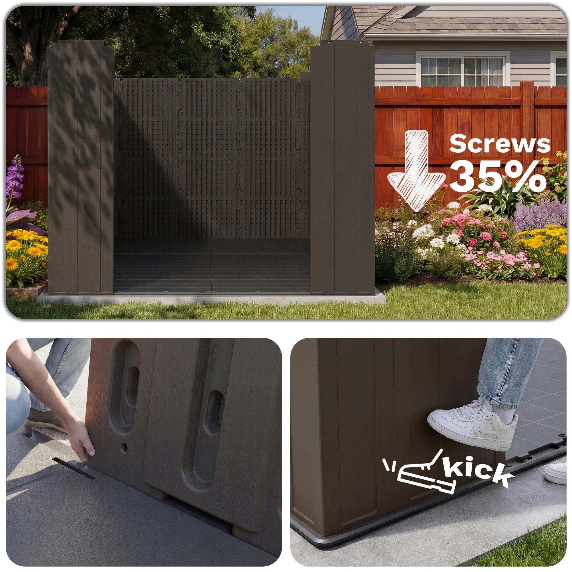 patiowell 8x10 kick-it plastic shed brown&beige