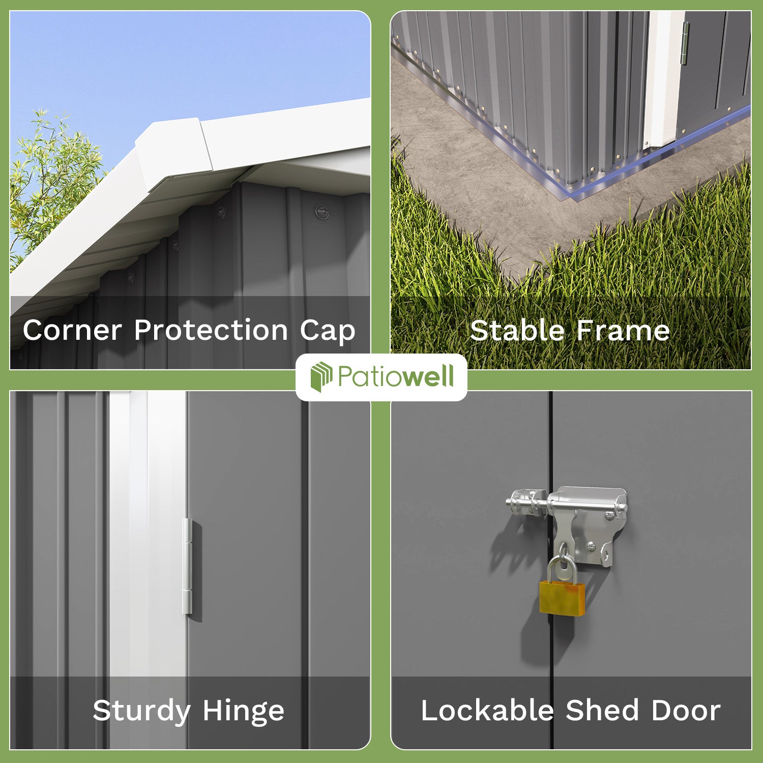 Patiowell 8x6 metal shed gray