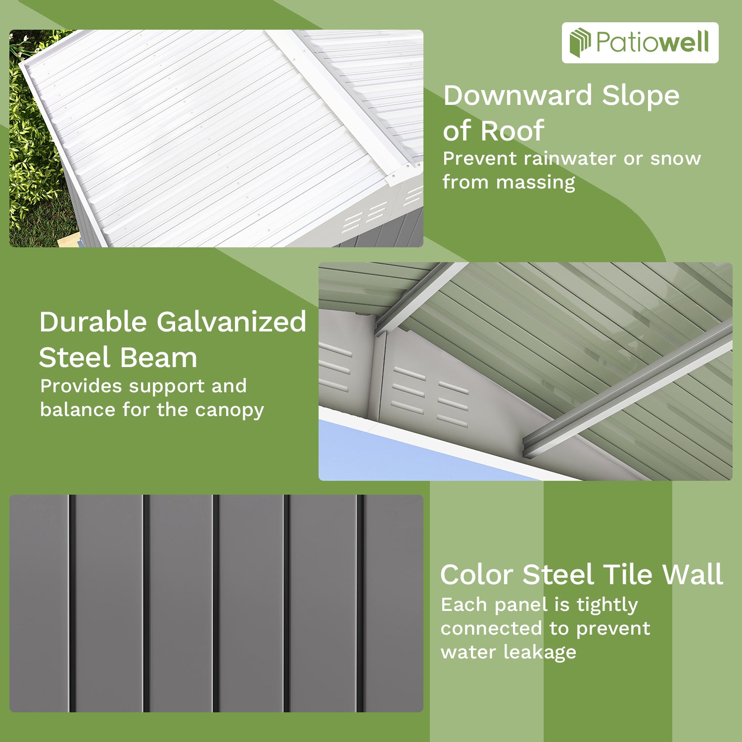 Patiowell 8x6 metal shed gray