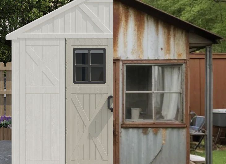 Material comparison - plastic sheds are less prone to rust compared to metal tool sheds.